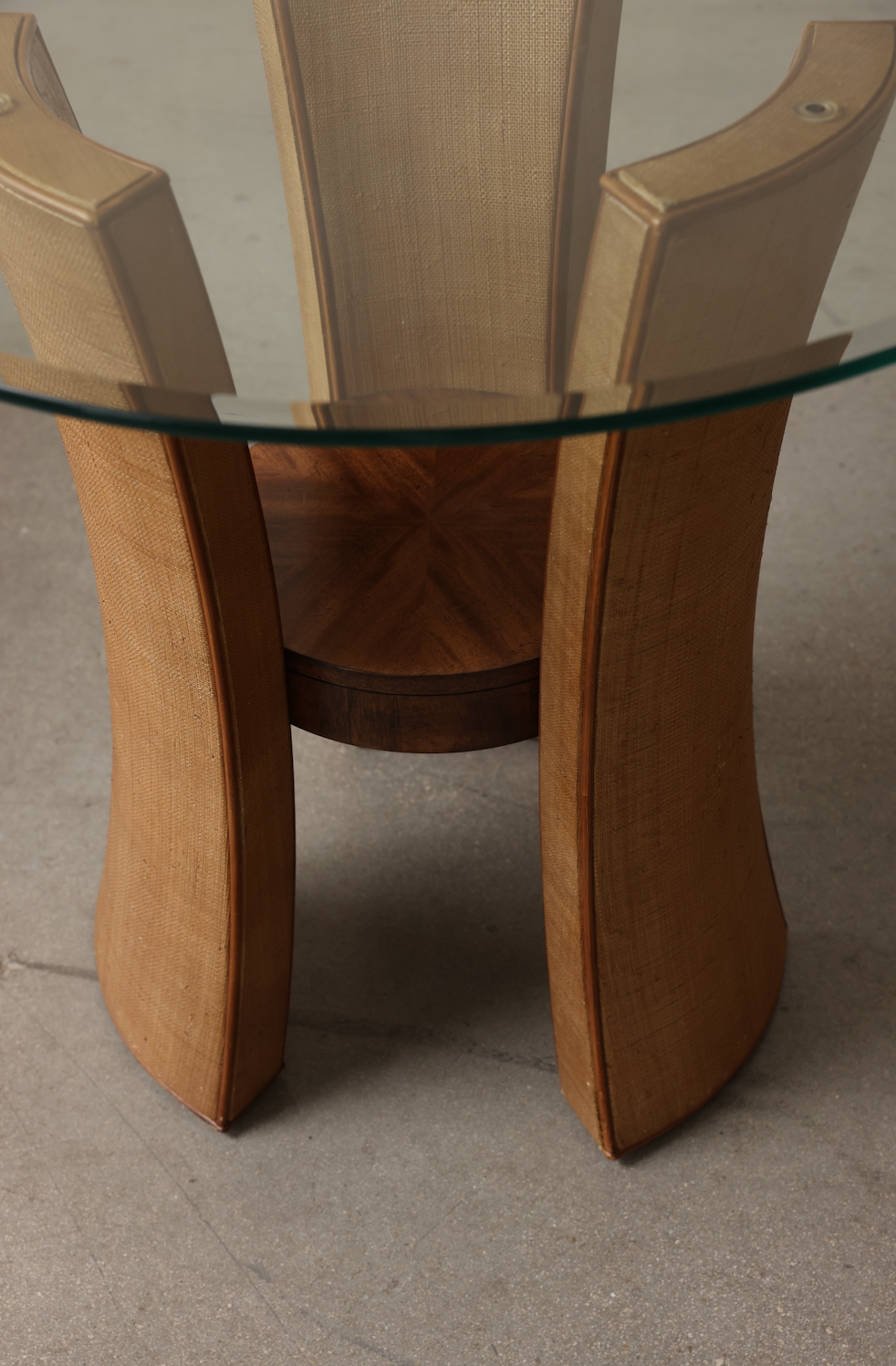 Sculptural Woven Side Table with Glass Top