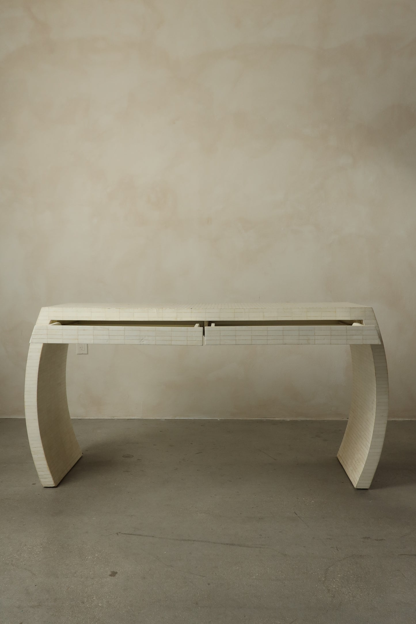 1980s Faux Bamboo Console with Sculptural Curved Legs