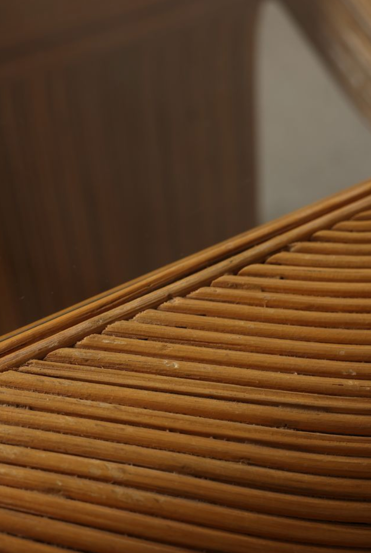 Pair of 1970s Waterfall Rattan & Glass Side Tables