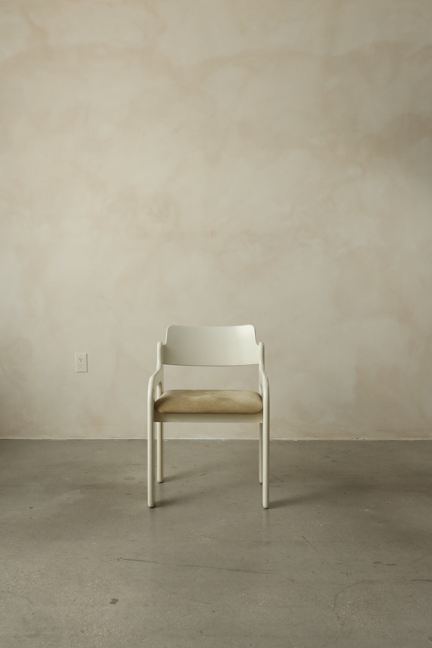 Set of 6 Sculptural Molded Armchairs in Ivory and Taupe