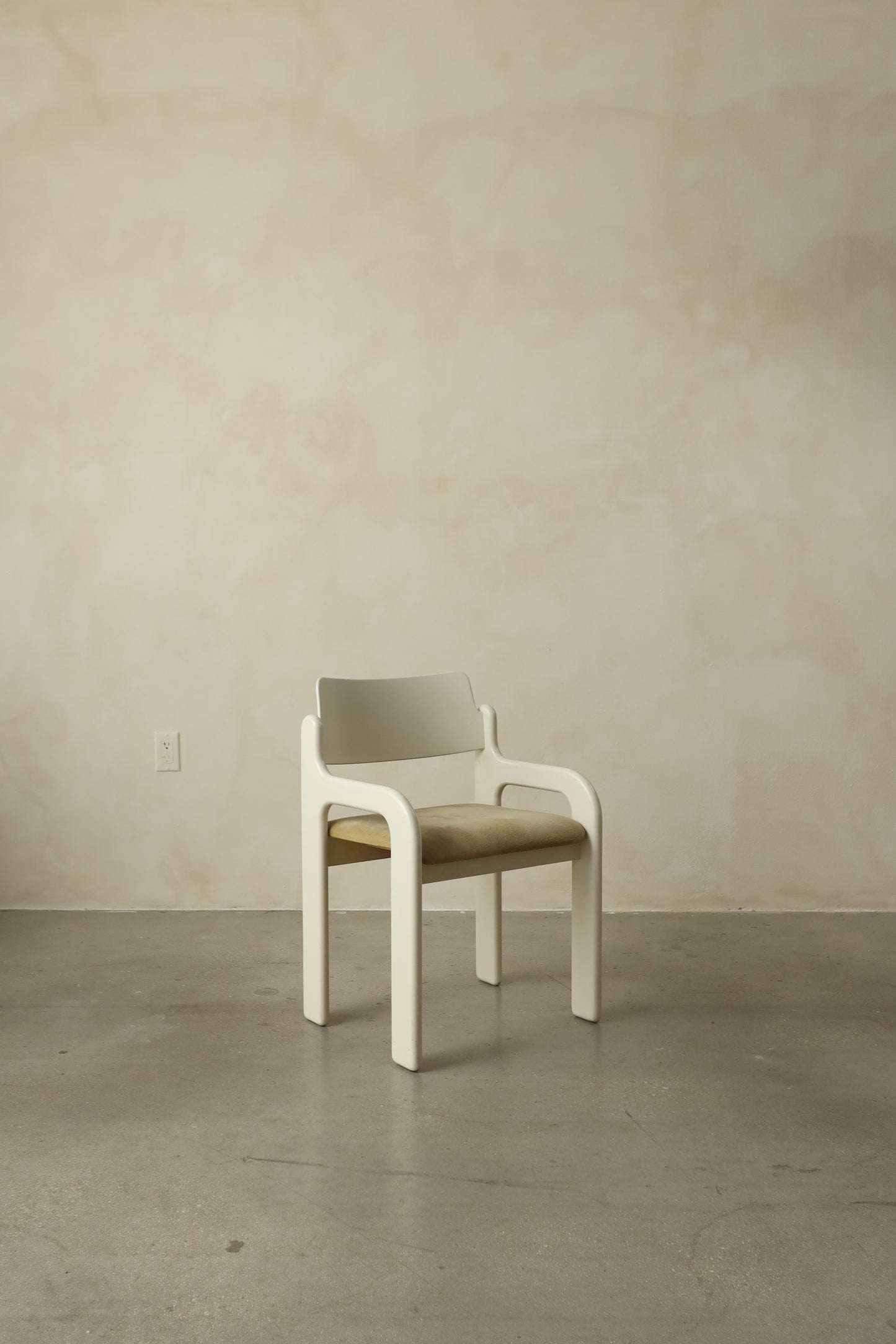 Set of 6 Sculptural Molded Armchairs in Ivory and Taupe