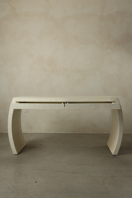 1980s Faux Bamboo Console with Sculptural Curved Legs