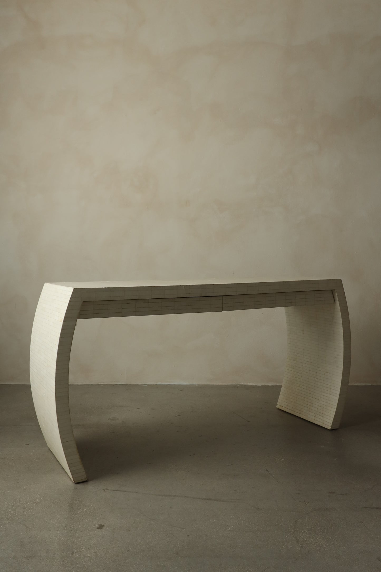 1980s Faux Bamboo Console with Sculptural Curved Legs