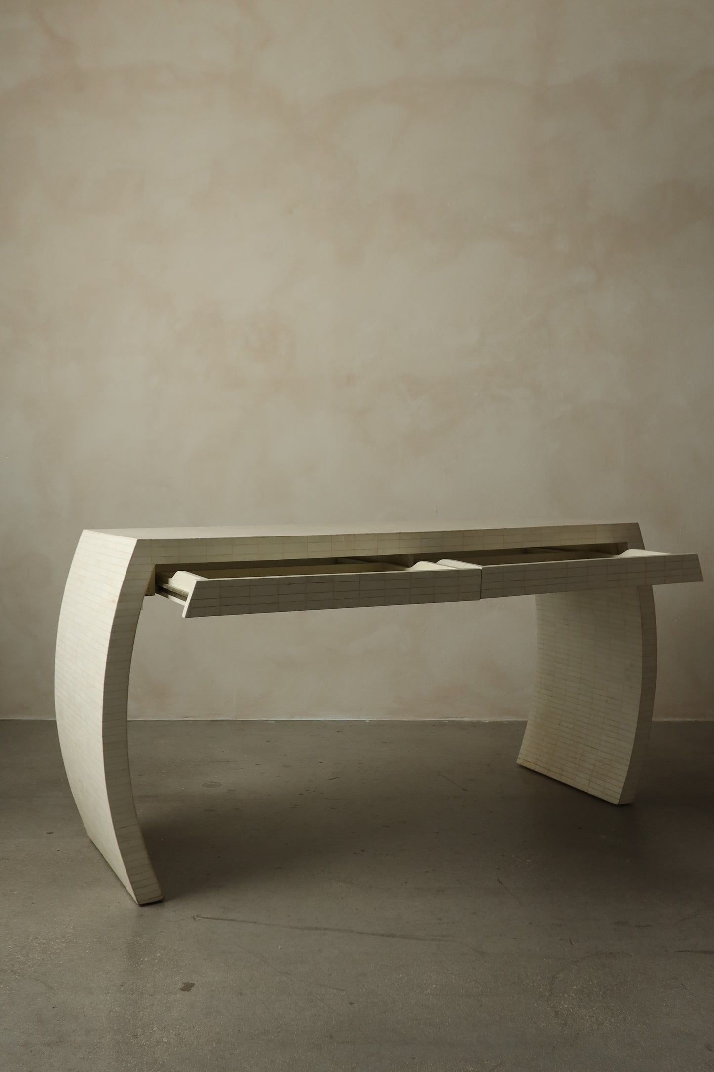 1980s Faux Bamboo Console with Sculptural Curved Legs