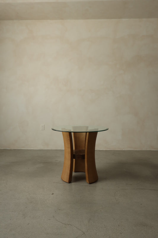 Sculptural Woven Side Table with Glass Top
