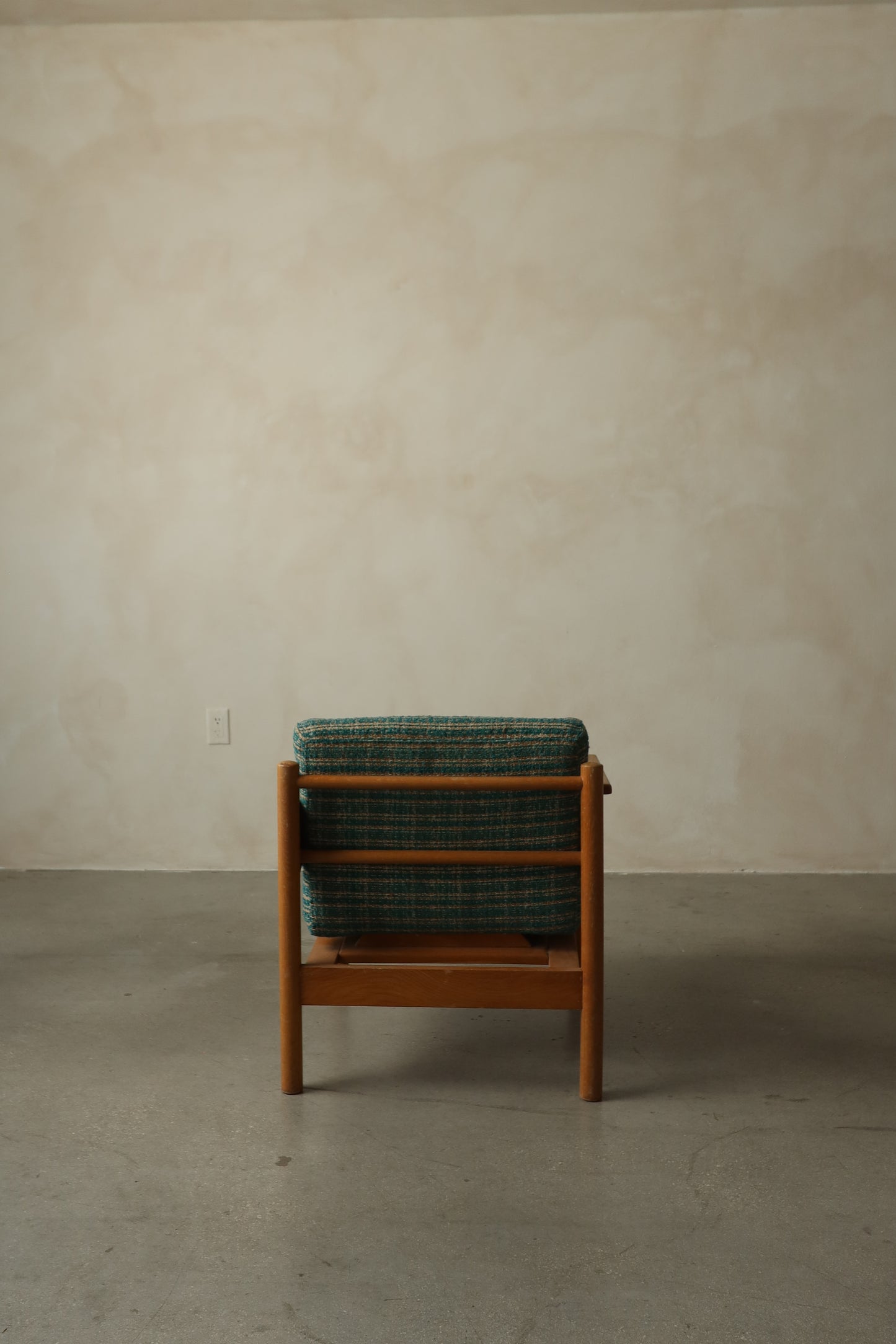 Pair of 1970s Teak Armchairs with Woven Upholstery