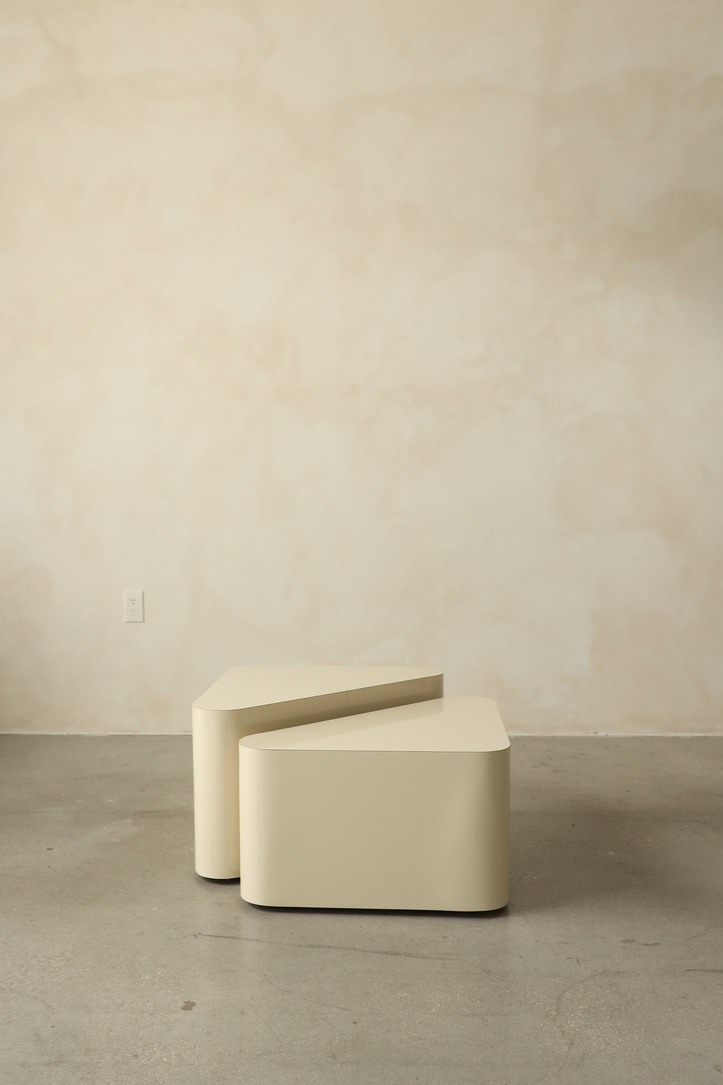 1970s Modular Cream Lacquer Coffee Table on Casters (Two-Piece Set)